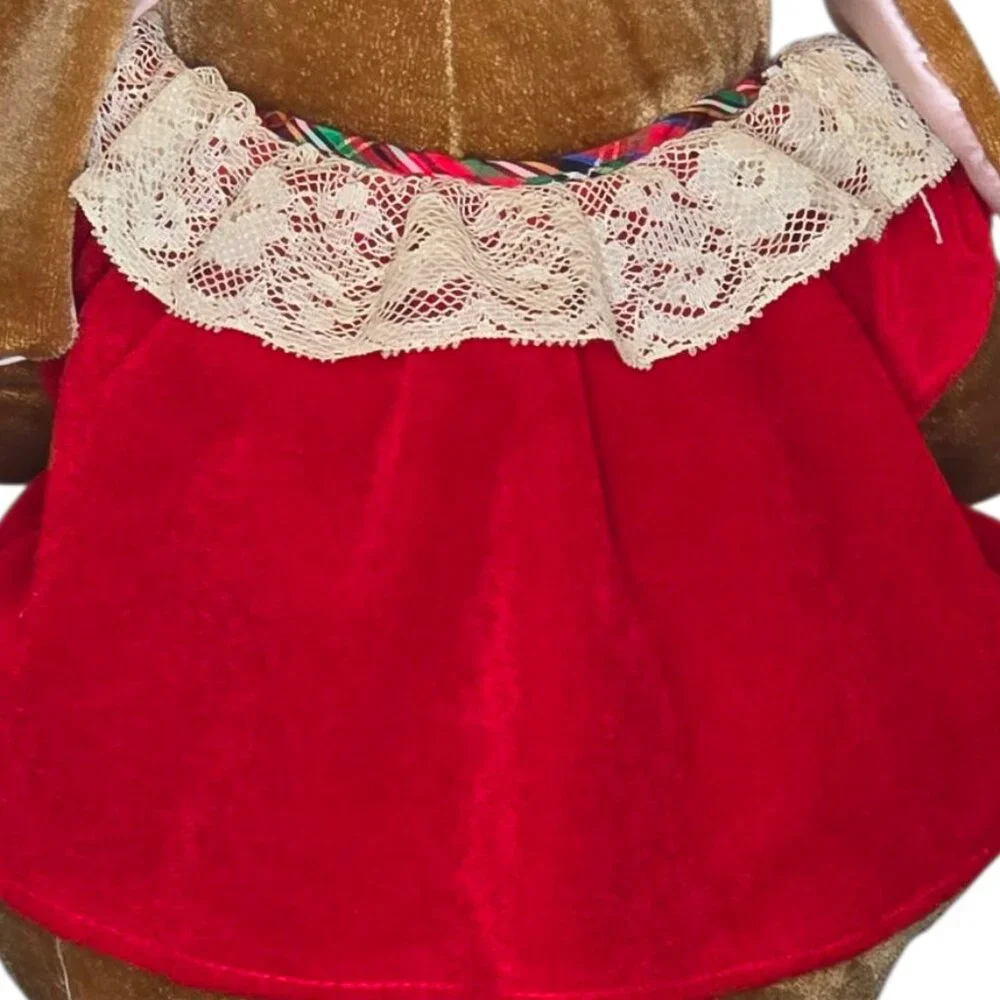 1985 Velveteen Rabbit Plush Bunny Toys R Us Stuffed Animal Red Dress Vintage